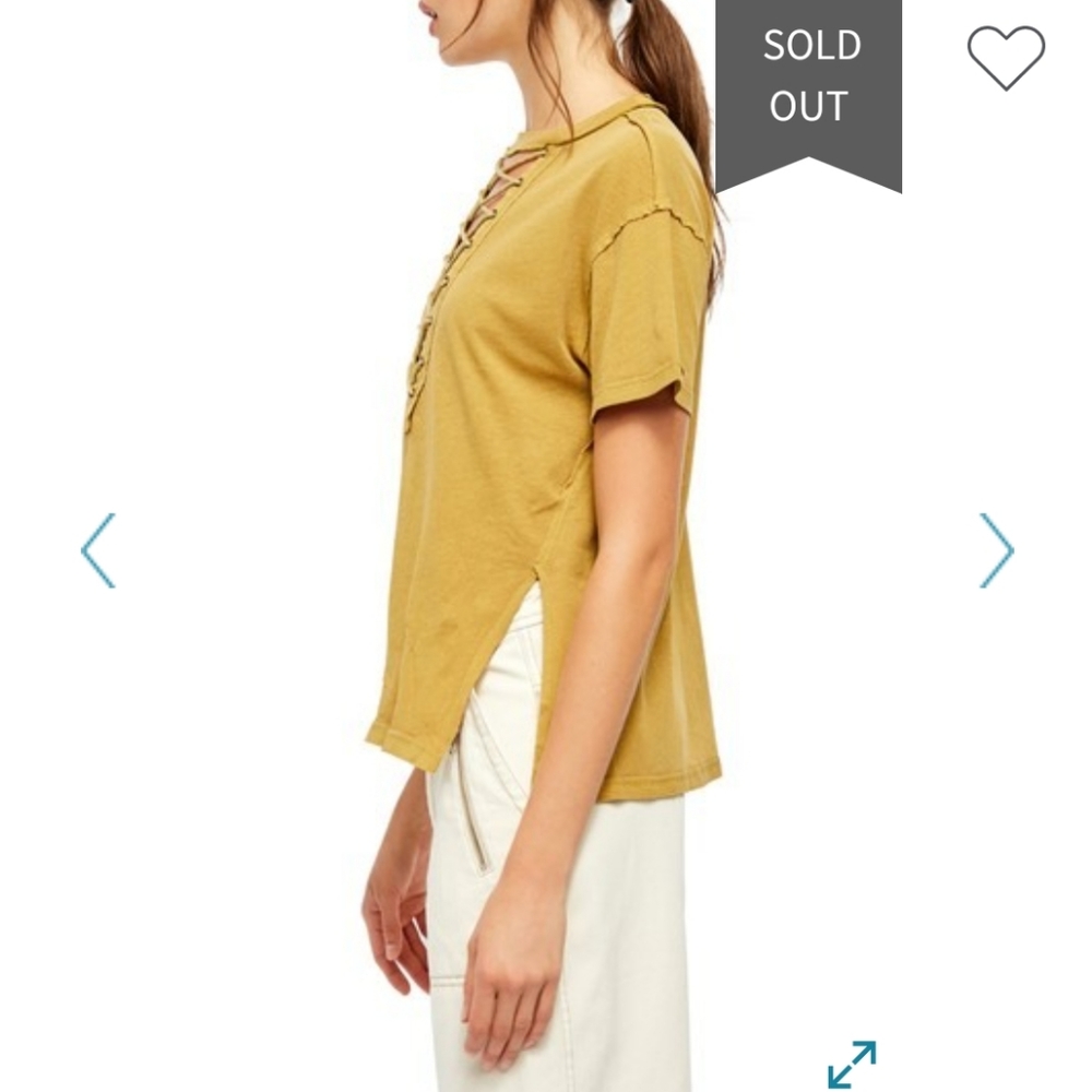 Free People Azaela Lace Up Tee S NWT - Picture 6 of 9
